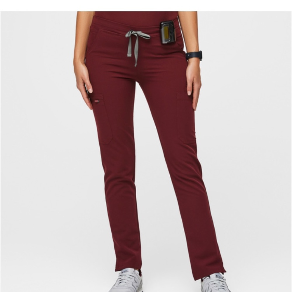 Figs Yola Skinny Scrub Pants Burgundy